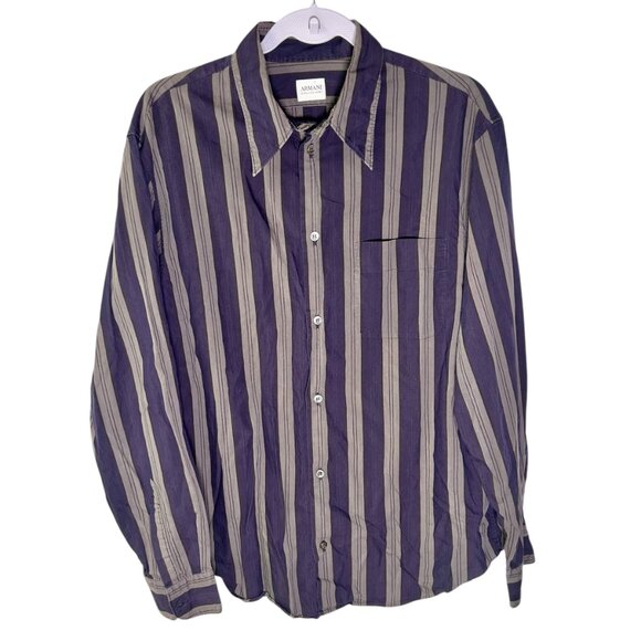 Armani Collezioni Other - Armani long sleeve striped button-up shirt in blue and gray Size L